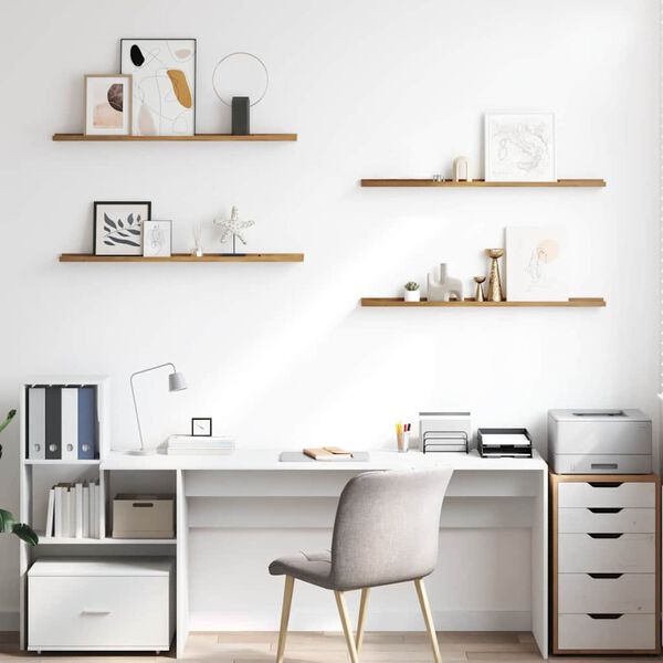 vidaXL Raft de perete cu raft 4 pcs Maro 100 x 9 x 3 cm Lemn compozit