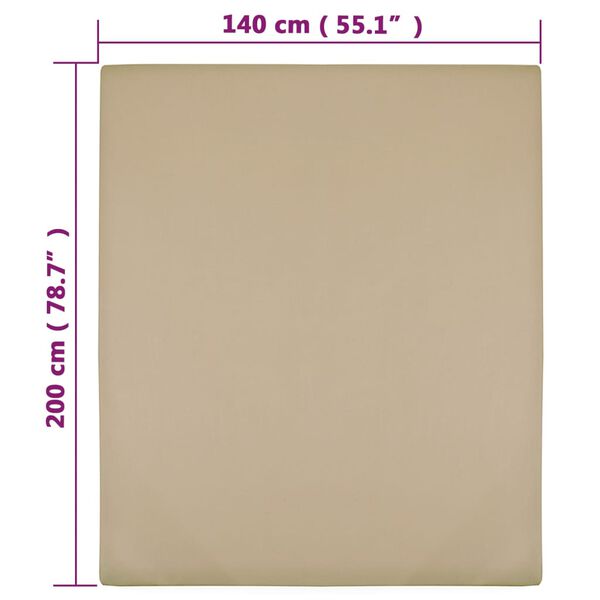 vidaXL Cearșaf de pat cu elastic, gri taupe, 140x200 cm, bumbac