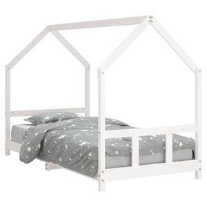vidaXL Cadru de pat pentru copii, alb, 90x200 cm, lemn masiv de pin