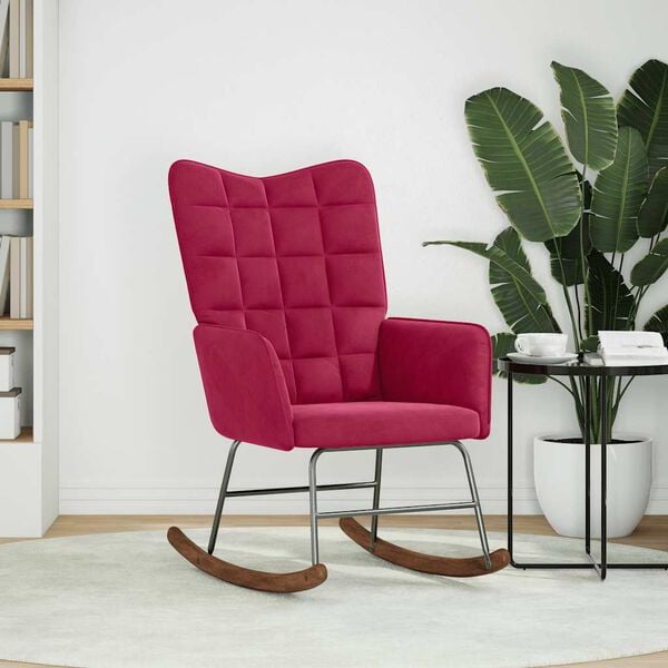 vidaXL Scaun balansoar, roșu vin, catifea