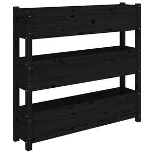 vidaXL Jardinieră, negru, 112x25x104,5 cm, lemn masiv de pin