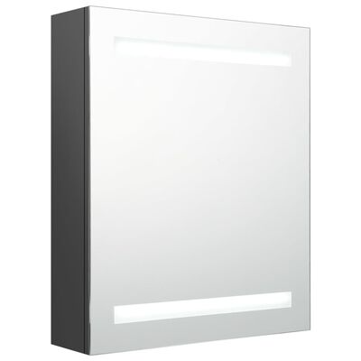 vidaXL Dulap de baie cu oglindă și LED-uri, gri, 50x14x60 cm