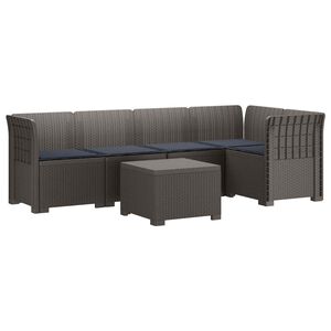vidaXL Sofa de grădină cu 5 locuri cu perne aspect rattan PP