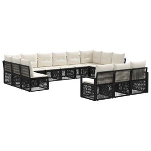 vidaXL Set de canapele pentru grădină 13 buc. Negru poliratan