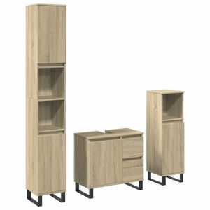 vidaXL Set mobilier de baie, 3 piese, stejar sonoma, lemn prelucrat