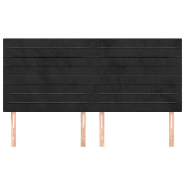 vidaXL Tăblie de pat neagră 180x5x118/128 cm catifea