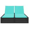 vidaXL Șezlong dublu cu perne, poliratan negru