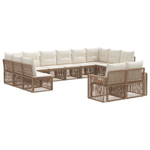 vidaXL Set de canapele pentru grădină 12 pcs Bej și alb crem poliratan