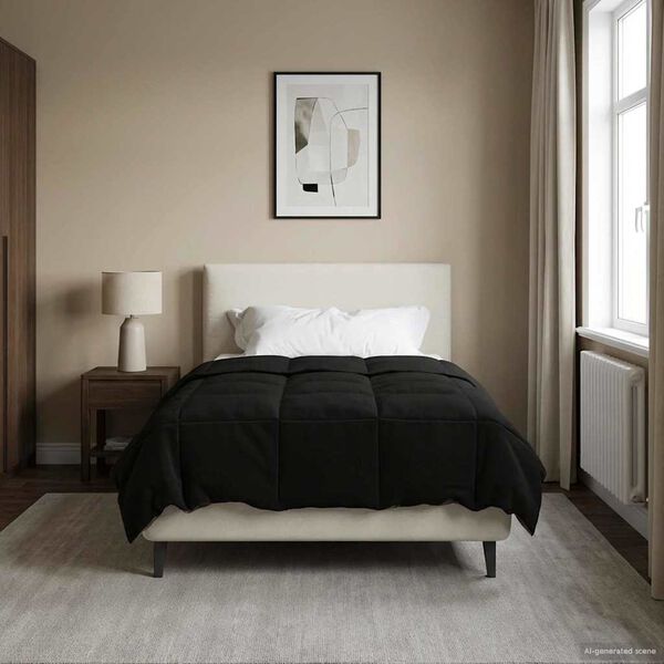 vidaXL Duvet complet pe tot parcursul anului Patos Negru 140 x 200 cm