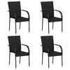 vidaXL Scaune de exterior stivuibile, 4 buc., negru, poliratan