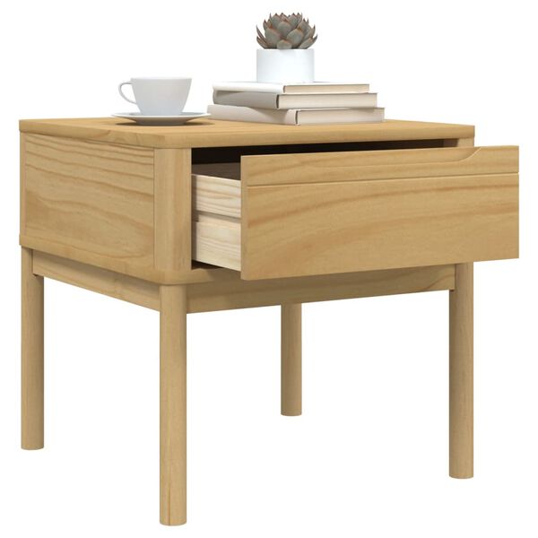 vidaXL Măsuță de veioză FLORO maro ceară 55x55x54 cm lemn masiv pin