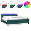 vidaXL Pat cu arcuri cu saltea și LED, verde &icirc;nchis, 180x220 cm, catifea