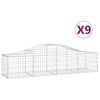vidaXL Coșuri gabion arcuite 9 buc, 200x50x40/60 cm, fier galvanizat