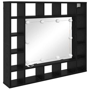vidaXL Dulap cu oglindă Stejar Negru 91 x 15 x 76,5 cm Lemn compozit