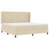 vidaXL Pat cu arcuri cu saltea cu headboard Crem 200 x 200 cm țesătură