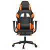 vidaXL Scaun gaming masaj/suport picioare, negru/portocaliu, piele eco