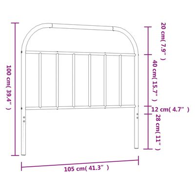 vidaXL Tăblie de pat metalică, negru, 100 cm