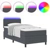 vidaXL Pat cu arc LED cu headboard Gri &icirc;nchis și alb 90 x 190 cm