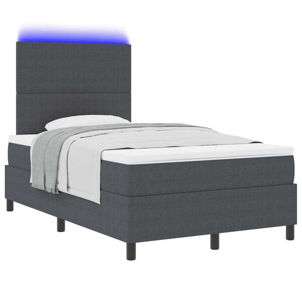 vidaXL Pat cu arc LED cu headboard Gri &icirc;nchis și alb 120 x 190 cm