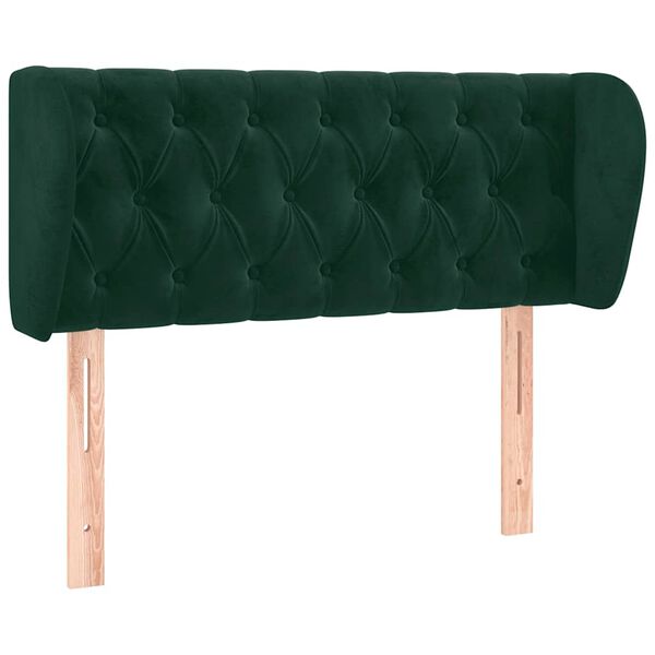 vidaXL Tăblie de pat cu aripioare verde &icirc;nchis 103x23x78/88 cm catifea