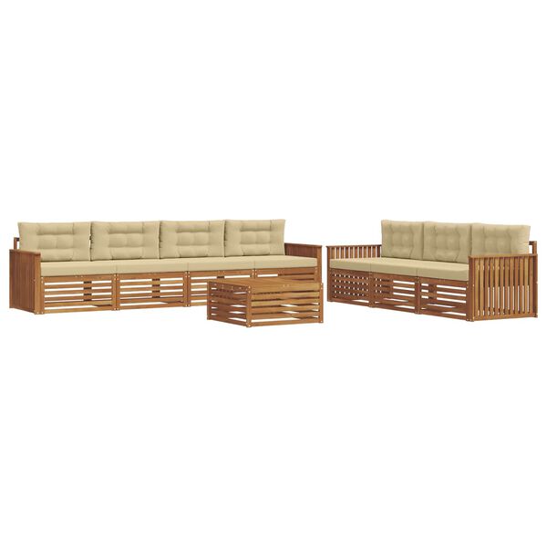 vidaXL Set de canapele de exterior cu pernă 8 pcs Natural și Bej