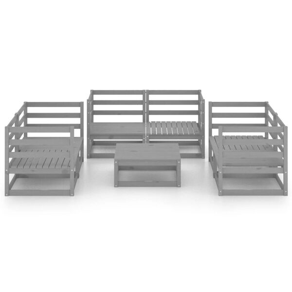 vidaXL Set mobilier de grădină, 7 piese, gri, lemn masiv de pin