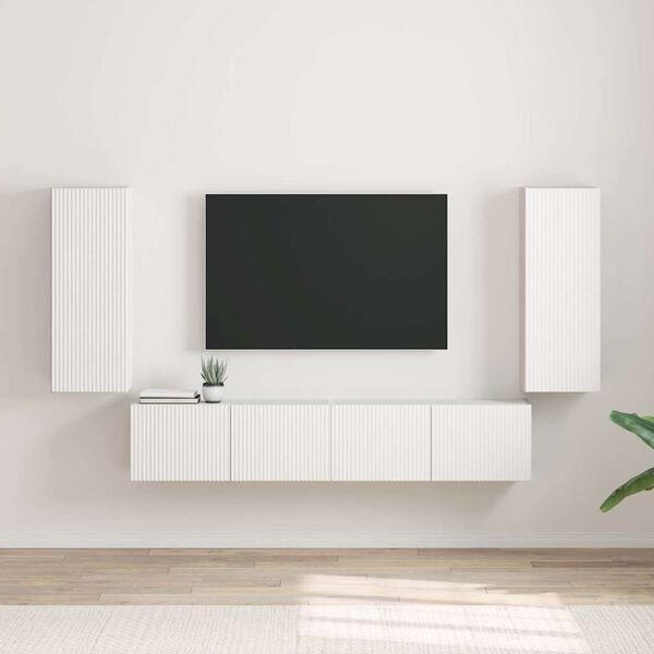 vidaXL Dulap TV de perete 2 pcs Alb 30 x 31 x 80 cm Lemn compozit