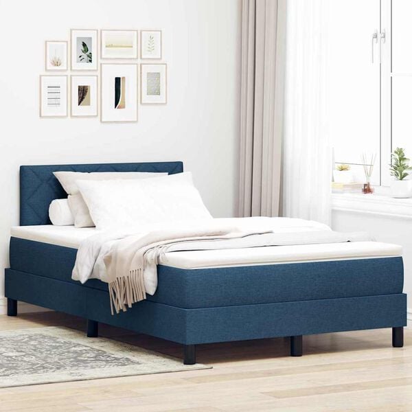 vidaXL Pat cu arcuri cu headboard albastru 120 x 190 cm țesătură