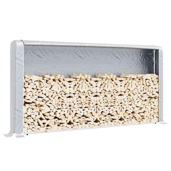 vidaXL Suport pentru lemne de foc cu capac de ploaie Oțel galvanizat