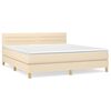 vidaXL Pat box spring cu saltea, crem, 160x200 cm, material textil