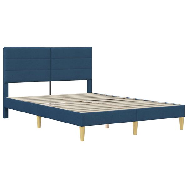 vidaXL Cadru de pat cu headboard albastru 160 x 200 cm țesătură