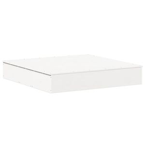 vidaXL Groapă de nisip cu capac, alb, 111x111x19,5 cm, lemn masiv pin