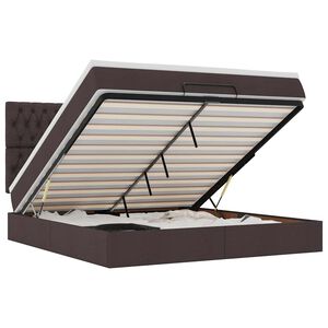 vidaXL Cadru de pat otoman cu saltea țesătură maro &icirc;nchis 180x200 cm