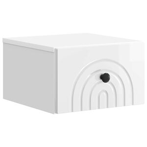 vidaXL Dulap de noapte suspendat Alb foarte lucios 33 x 34,5 x 20 cm