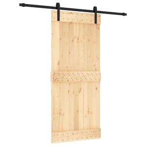 vidaXL Ușă glisantă Natural și Negru 90 x 210 cm Lemn de Pin Solid