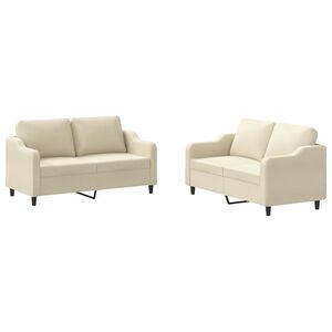 vidaXL Set de canapele cu perne, 2 piese, crem, textil