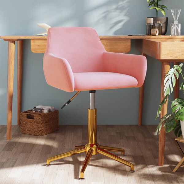 vidaXL Scaun de bucătărie pivotant, roz, catifea