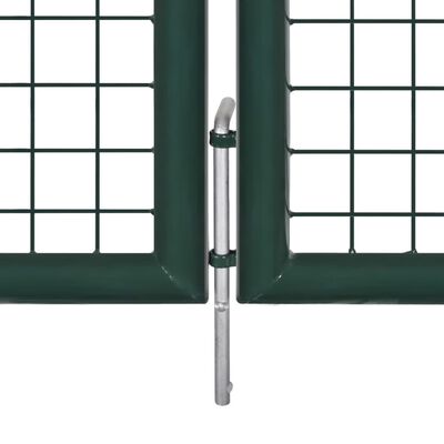 vidaXL Poartă de gard din oțel, verde, 306 x 150 cm