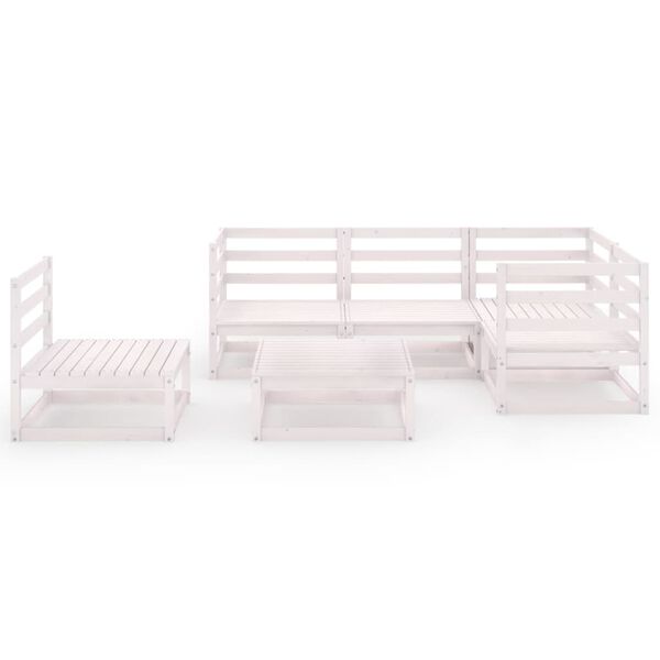 vidaXL Set mobilier de grădină, 6 piese, alb, lemn masiv de pin