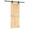 vidaXL Ușă glisantă Natural și Negru 80 x 210 cm Lemn de Pin Solid