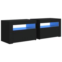 vidaXL Noptiere cu LED-uri, 2 buc., negru, 60x35x40 cm
