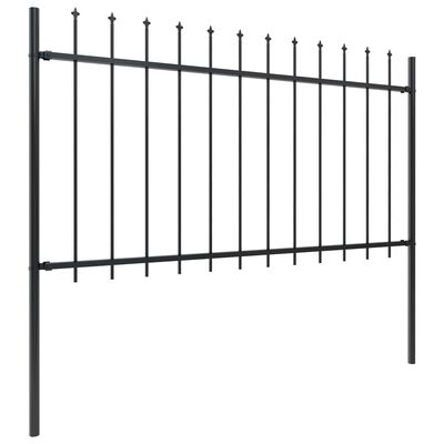 vidaXL Gard de grădină cu vârf suliță, negru, 15,3 x 1 m, oțel