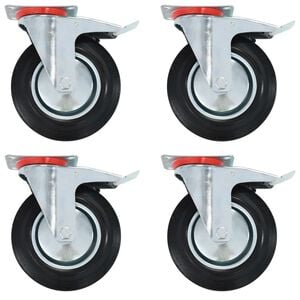 vidaXL Roți pivotante cu fr&acirc;ne duble, 4 buc., 200 mm