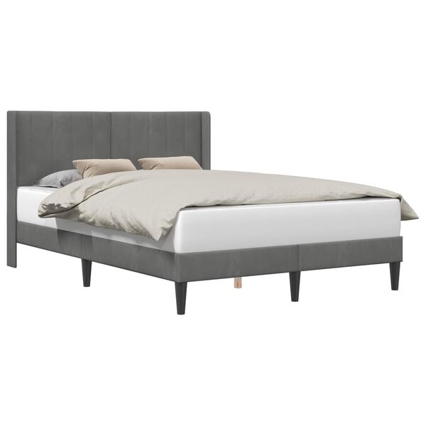 vidaXL Cadru de pat cu headboard Gri &icirc;nchis 120 x 200 cm Catifea