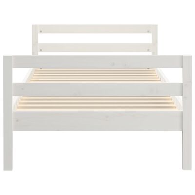 vidaXL Cadru de pat, alb, 75x190 cm, lemn masiv de pin