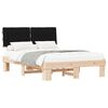 vidaXL Cadru de pat cu tăblie tapițată cu headboard Negru 140 x 200 cm