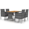 vidaXL Set de mobilier de exterior, 5 piese, gri, poliratan