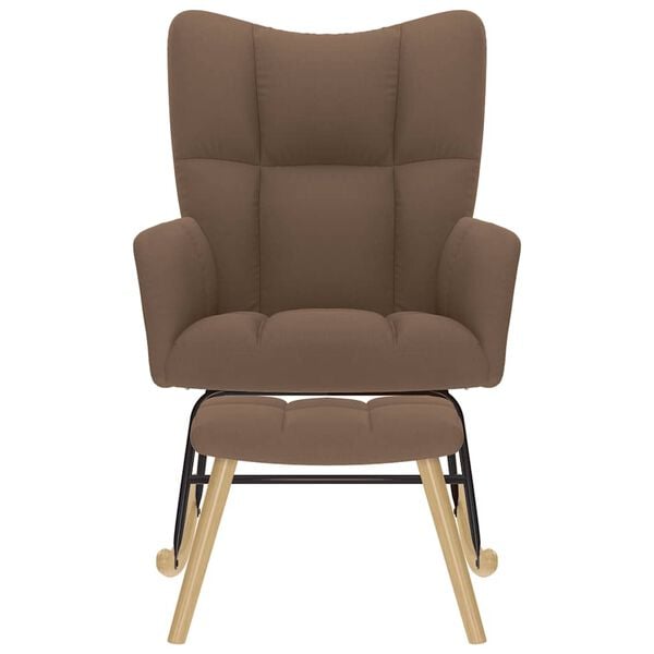 vidaXL Scaun balansoar cu suport picioare, maro, material textil