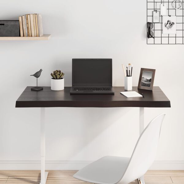 vidaXL Blat masă, 100x60x4 cm, gri, lemn stejar tratat contur organic