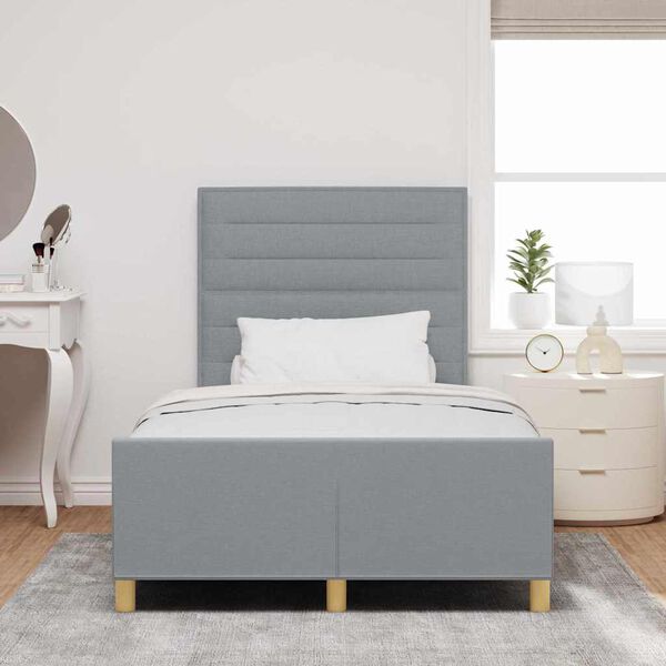 vidaXL Cadru de pat cu headboard Gri deschis 120 x 200 cm țesătură